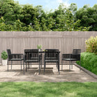 Tuinset 7-delig poly rattan staal zwart met kussens