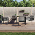 Tuinset 5-delig poly rattan staal zwart met kussens