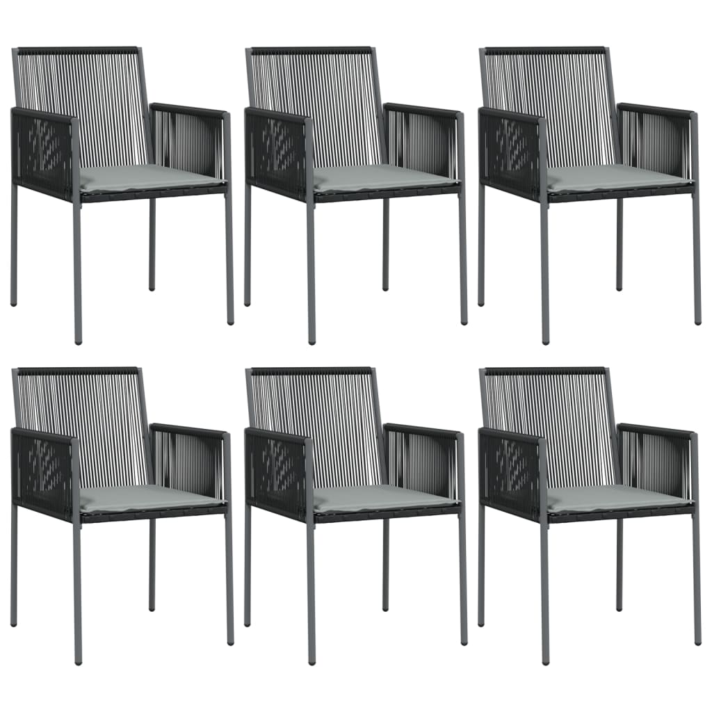 -Delige Tuinset Met Kussens Poly Rattan En Staal Zwart 7 160 cm tafellengte
