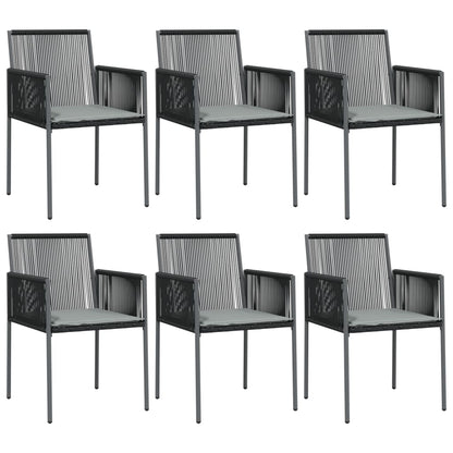-Delige Tuinset Met Kussens Poly Rattan En Staal Zwart 7 160 cm tafellengte