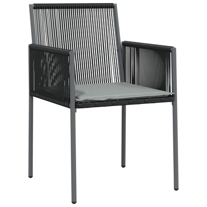 -Delige Tuinset Met Kussens Poly Rattan En Staal Zwart 7 160 cm tafellengte