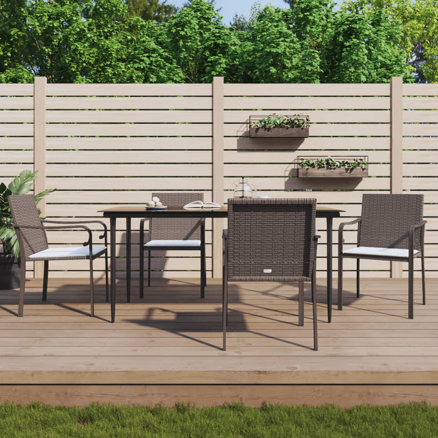 Tuinstoelen Met Kussens 56X59X8 Cm Poly Rattan 4 Bruin