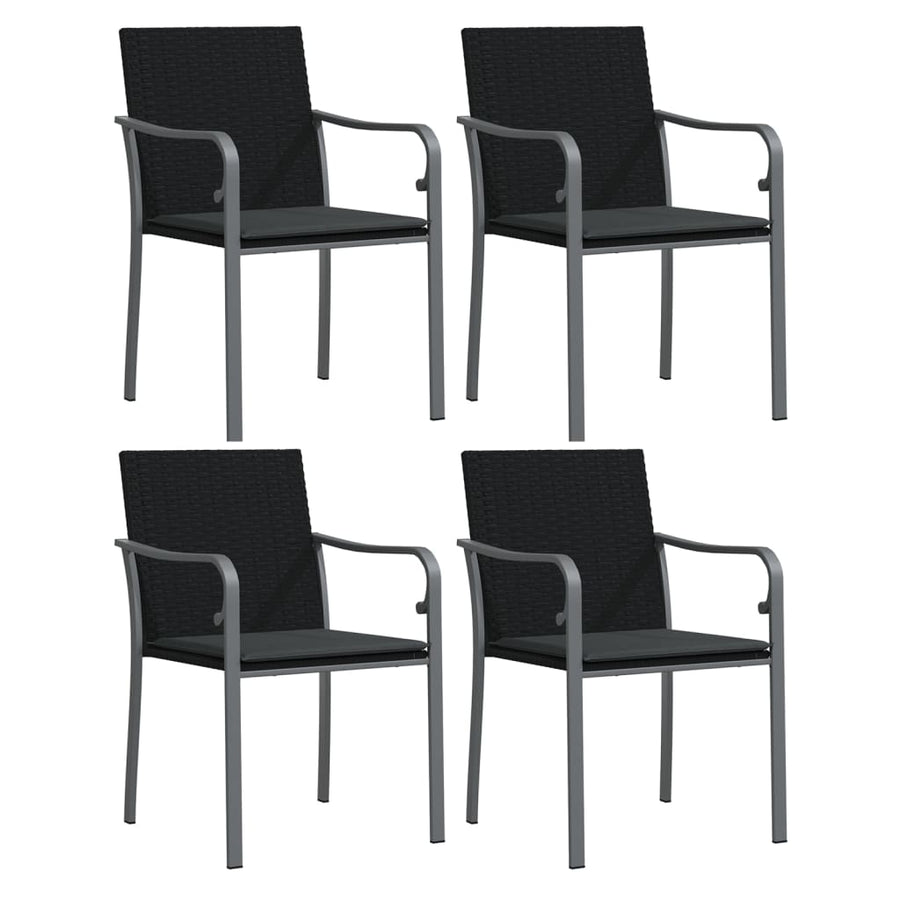Tuinstoelen Met Kussens 56X59X8 Cm Poly Rattan 4 Zwart