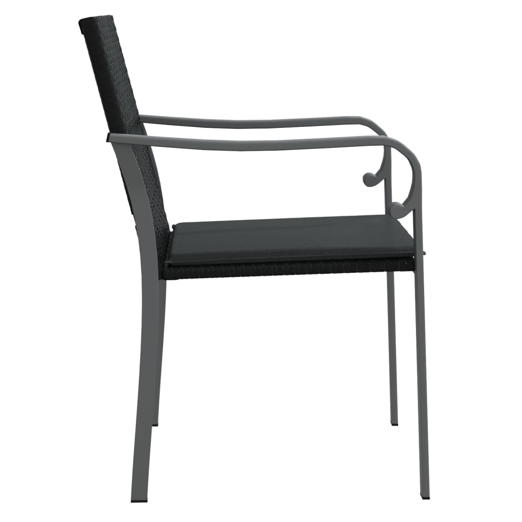 Tuinstoelen Met Kussens 56X59X8 Cm Poly Rattan 4 Zwart