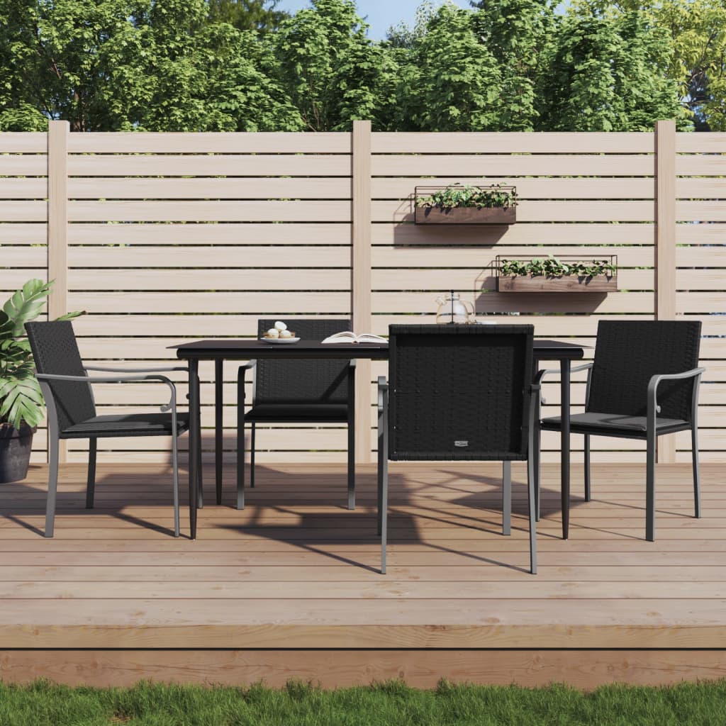 Tuinstoelen Met Kussens 56X59X8 Cm Poly Rattan 4 Zwart