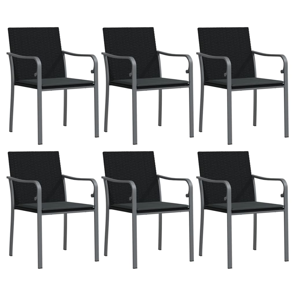 Tuinstoelen Met Kussens 5X59X84 Cm Poly Rattan 6 Zwart
