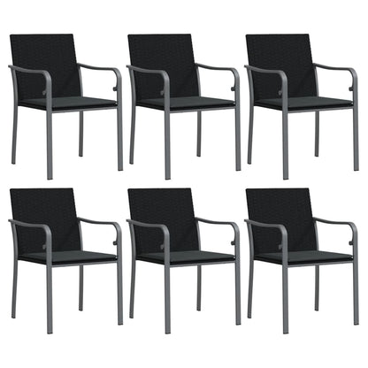 Tuinstoelen Met Kussens 5X59X84 Cm Poly Rattan 6 Zwart