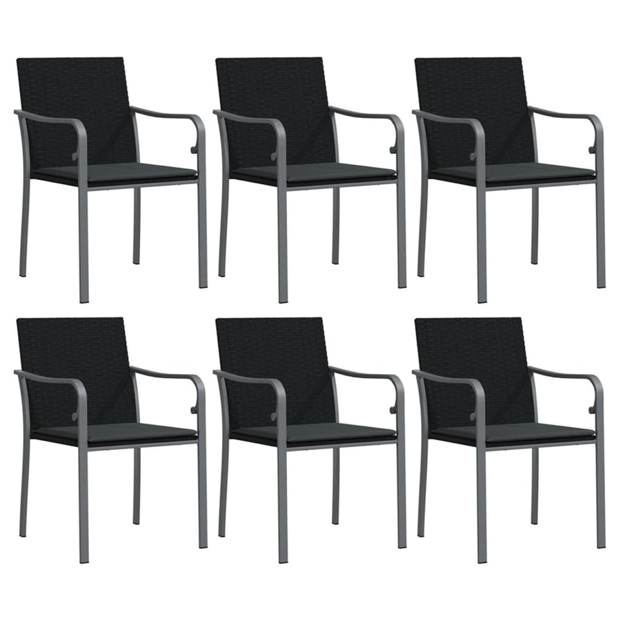 Tuinstoelen Met Kussens 5X59X84 Cm Poly Rattan 6 Zwart