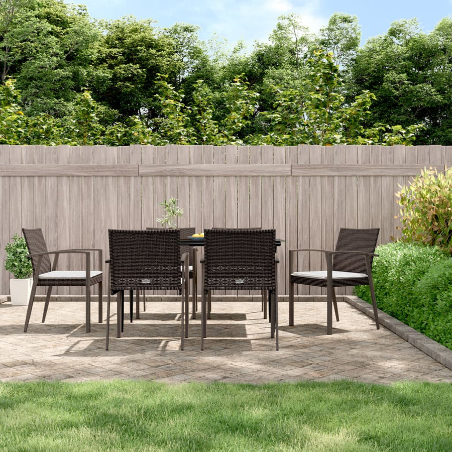 Tuinstoelen Met Kussens 5,5X57X83 Cm Poly Rattan 6 Bruin