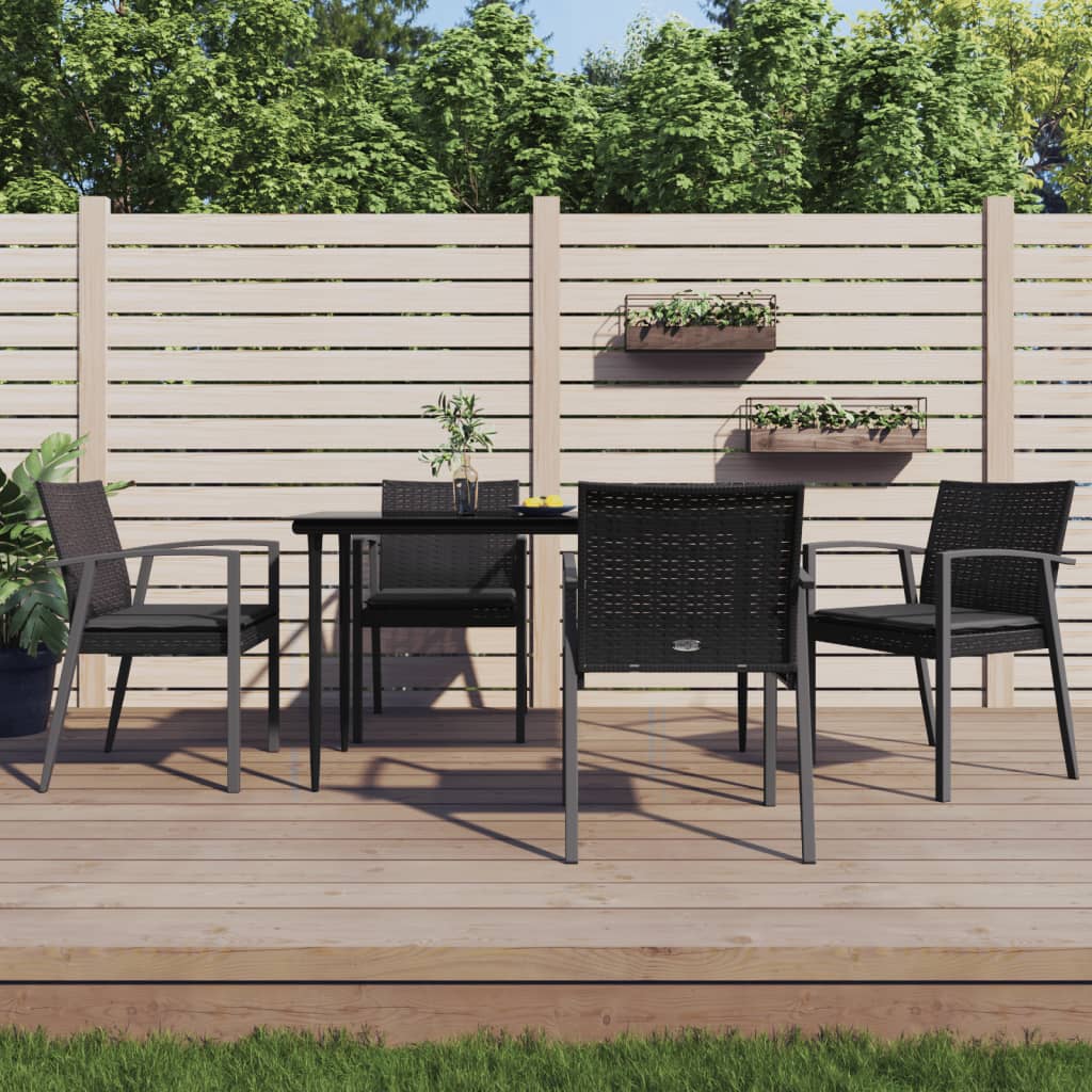 Tuinstoelen Met Kussens 56,5X57X83 Cm Poly Rattan 4 Zwart