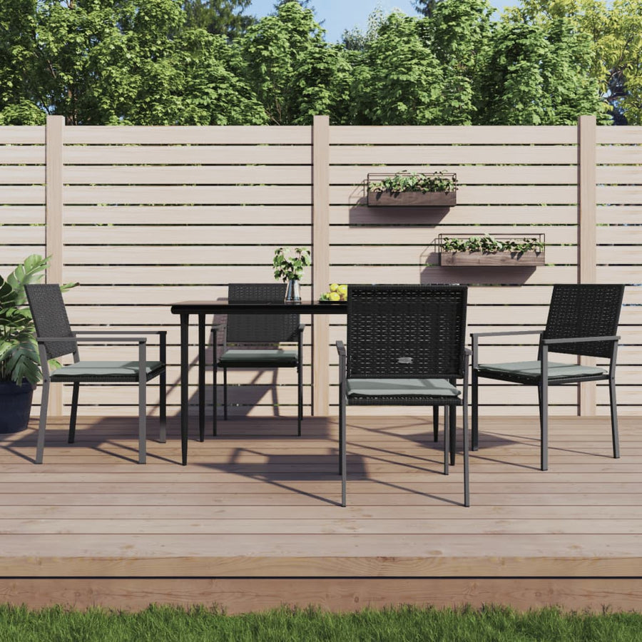 Tuinstoelen Met Kussens 5X62,5X89 Cm Poly Rattan Zwart 4 Ja