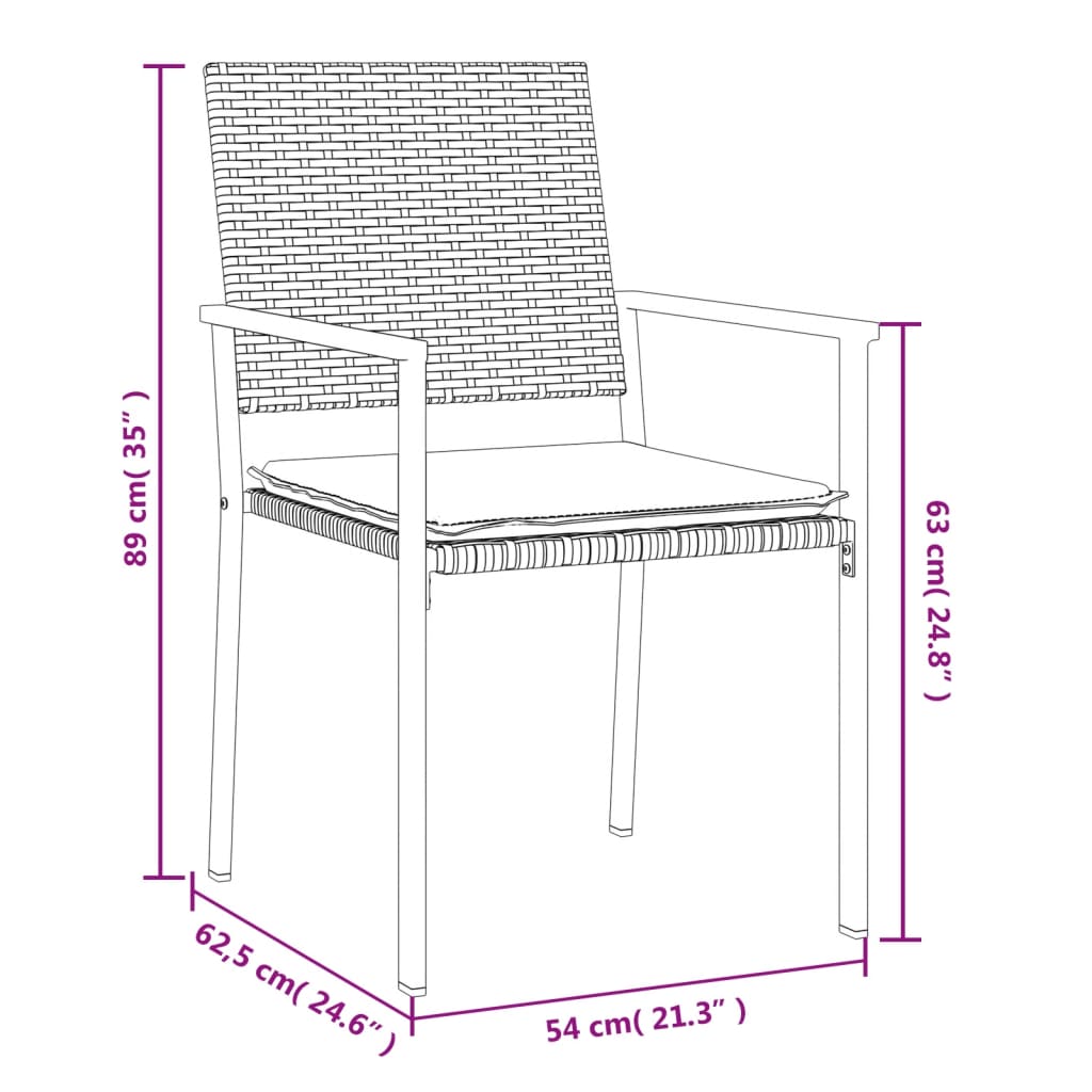 Tuinstoelen Met Kussens 54X2,5X89 Cm Poly Rattan Zwart 6 Ja