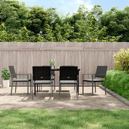 Tuinstoelen Met Kussens 54X2,5X89 Cm Poly Rattan Zwart 6 Ja
