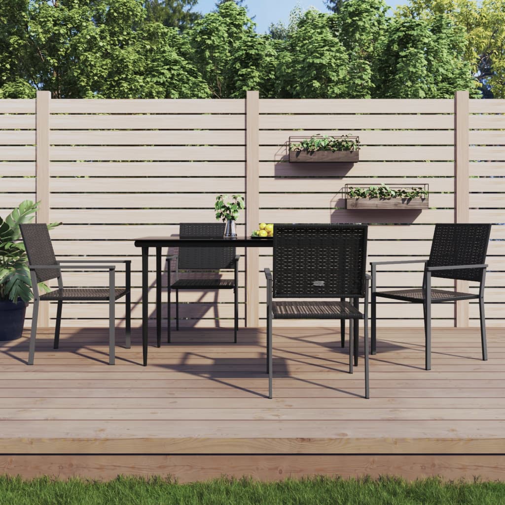Tuinstoelen 5X62,5X89 Cm Poly Rattan Zwart 4 Nee