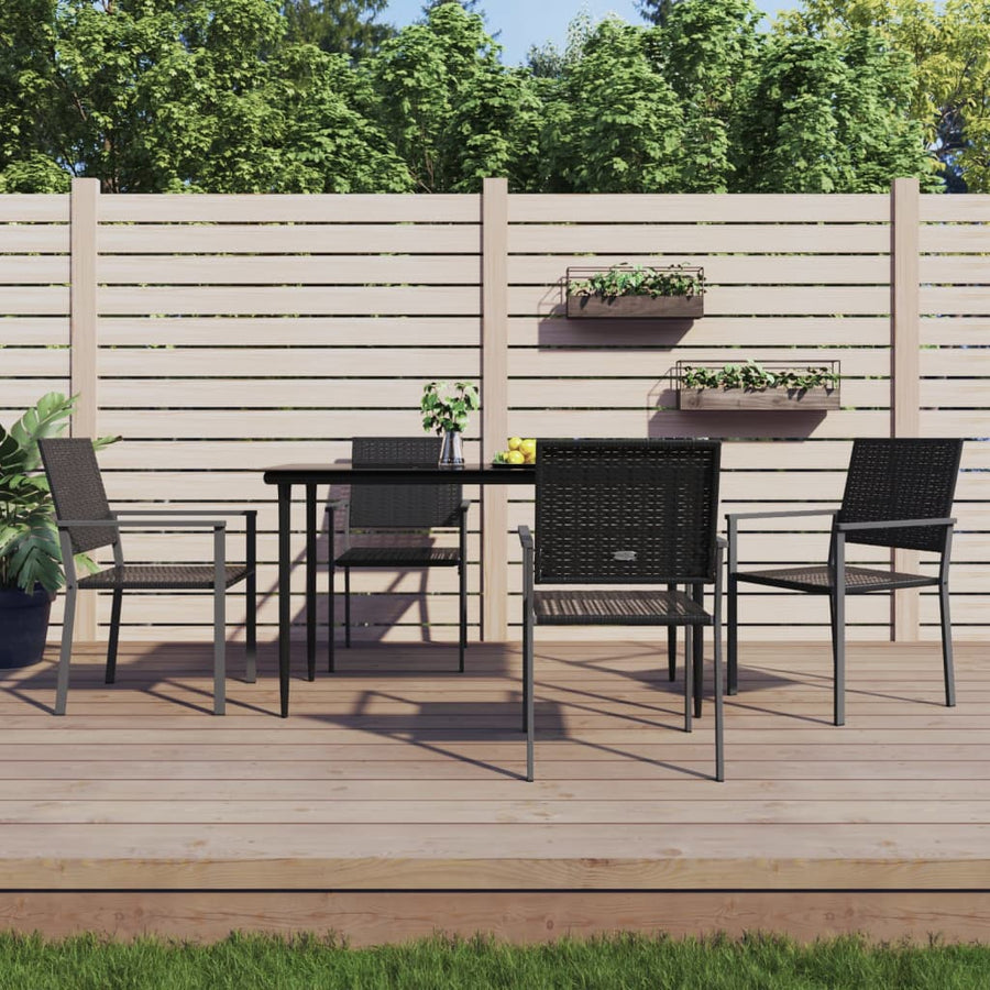 Tuinstoelen 5X62,5X89 Cm Poly Rattan Zwart 4 Nee