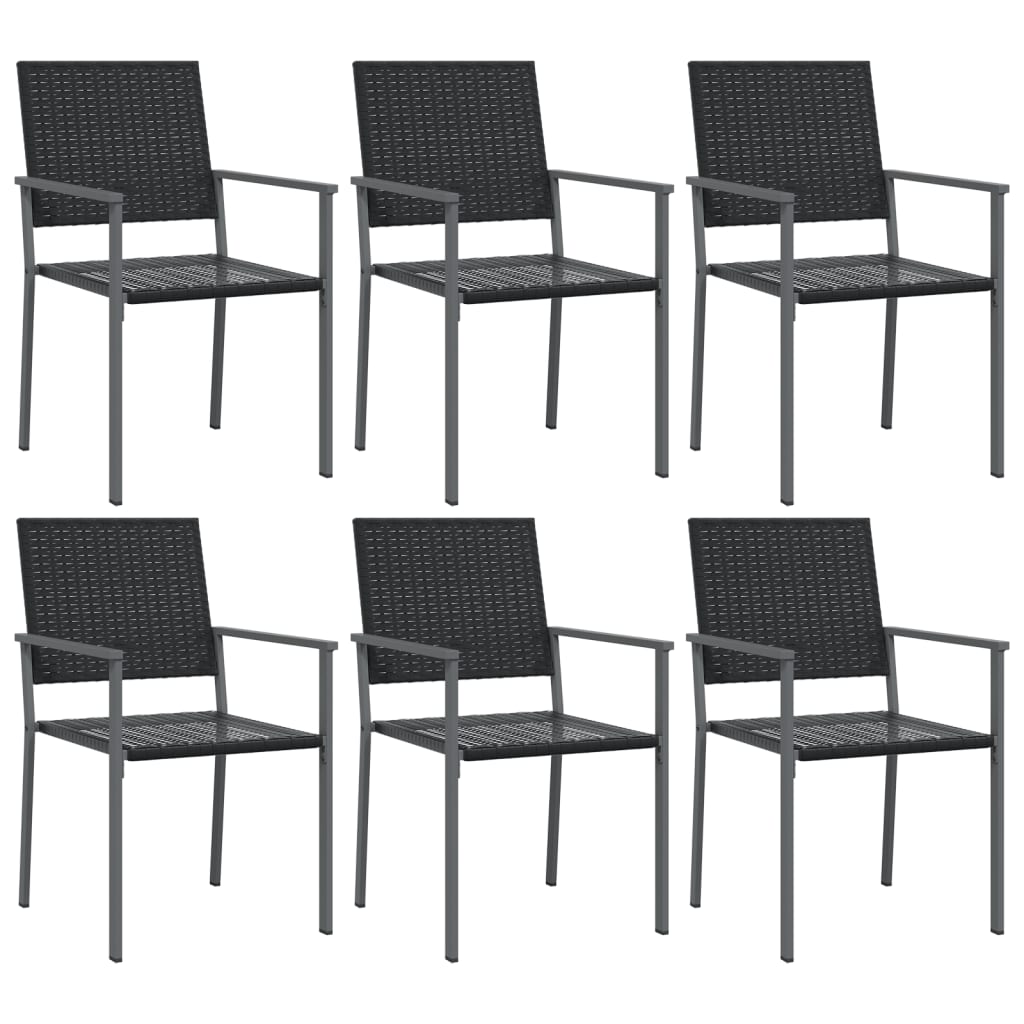 Tuinstoelen 6 st 54x62,5x89 cm poly rattan zwart