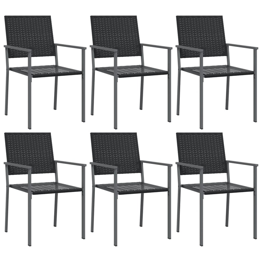 Tuinstoelen 6 st 54x62,5x89 cm poly rattan zwart