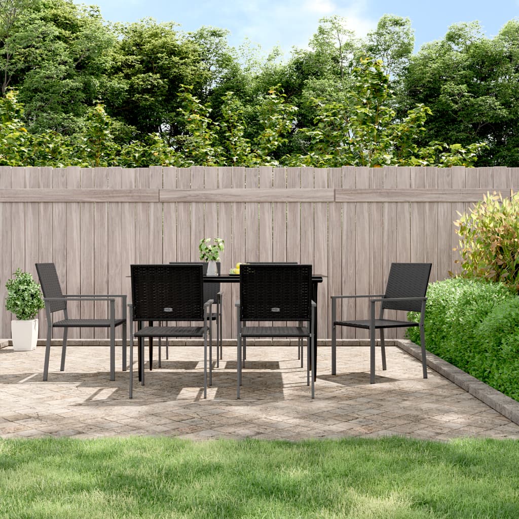 Tuinstoelen 6 st 54x62,5x89 cm poly rattan zwart