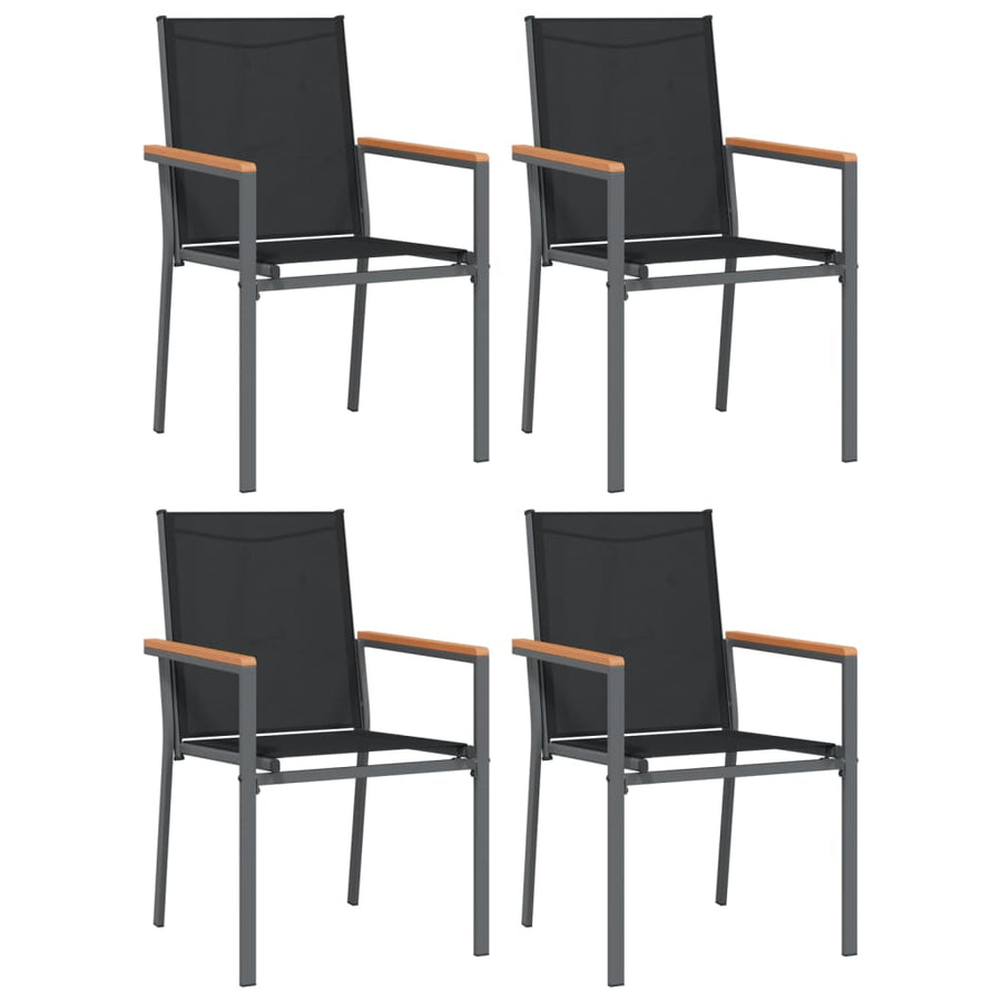 Tuinstoelen 4 St 55X61,5X90 Cm Textileen En Staal Zwart