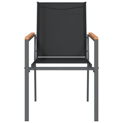 Tuinstoelen 4 St 55X61,5X90 Cm Textileen En Staal Zwart