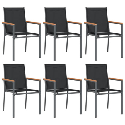 Tuinstoelen 6 St 55X61,5X90 Cm Textileen En Staal Zwart