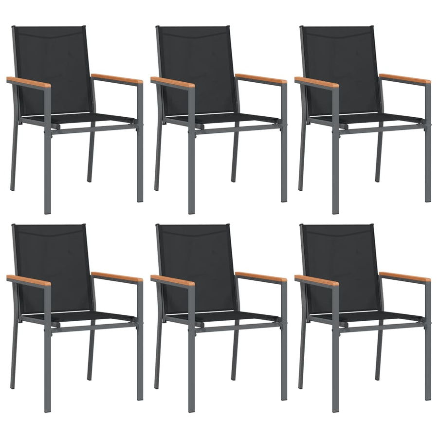 Tuinstoelen 6 St 55X61,5X90 Cm Textileen En Staal Zwart