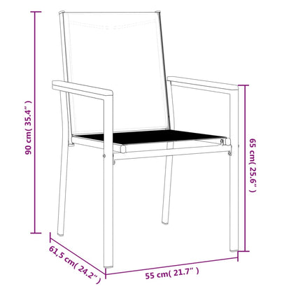 Tuinstoelen 6 St 55X61,5X90 Cm Textileen En Staal Zwart