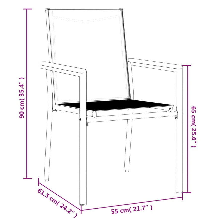 Tuinstoelen 6 St 55X61,5X90 Cm Textileen En Staal Zwart