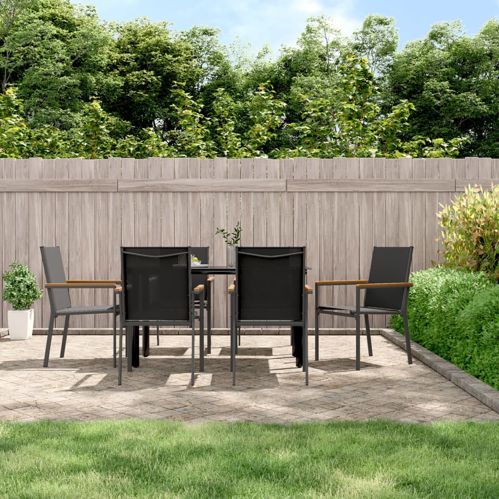 Tuinstoelen 6 St 55X61,5X90 Cm Textileen En Staal Zwart