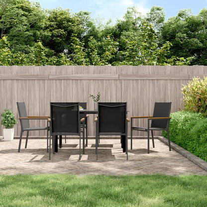 Tuinstoelen 6 St 55X61,5X90 Cm Textileen En Staal Zwart