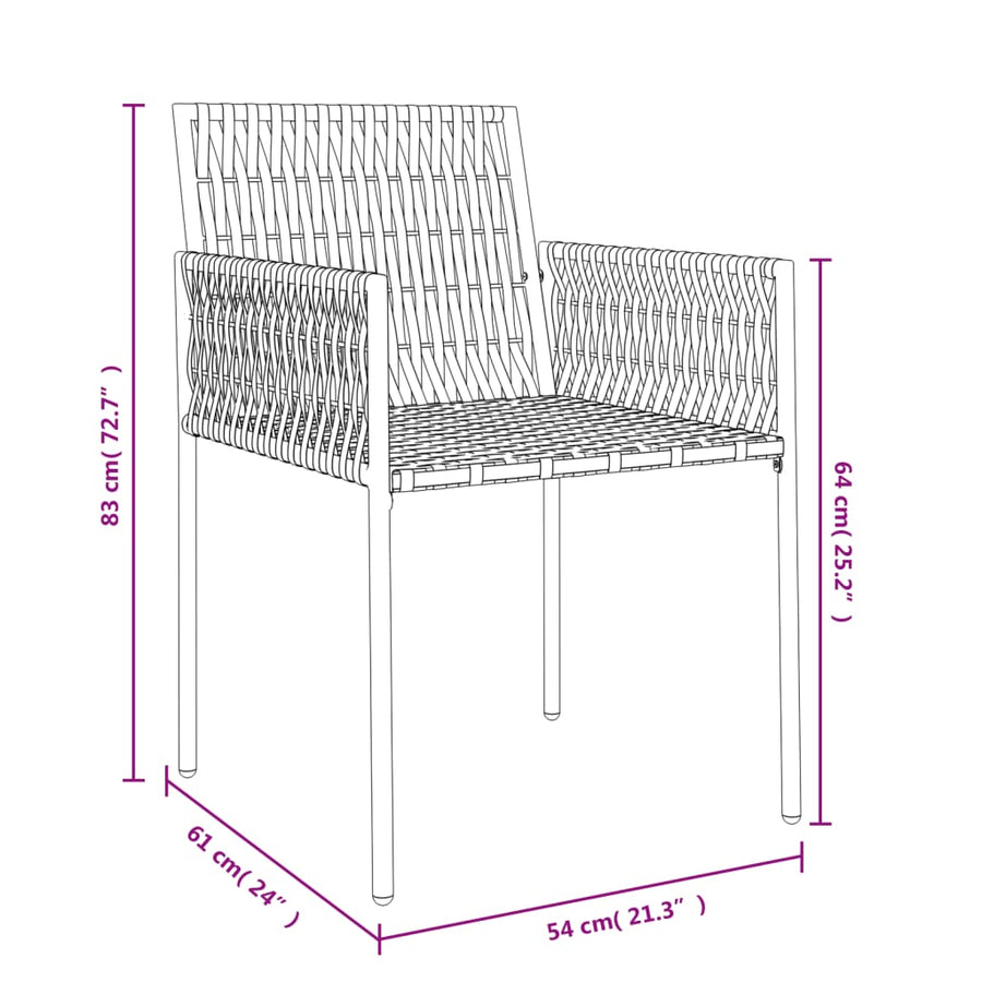 Tuinstoelen Met Kussens 54X1X83 Cm Poly Rattan 6 Bruin