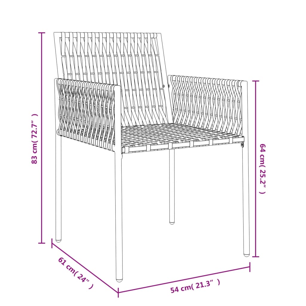 Tuinstoelen Met Kussens 54X1X83 Cm Poly Rattan 6 Zwart