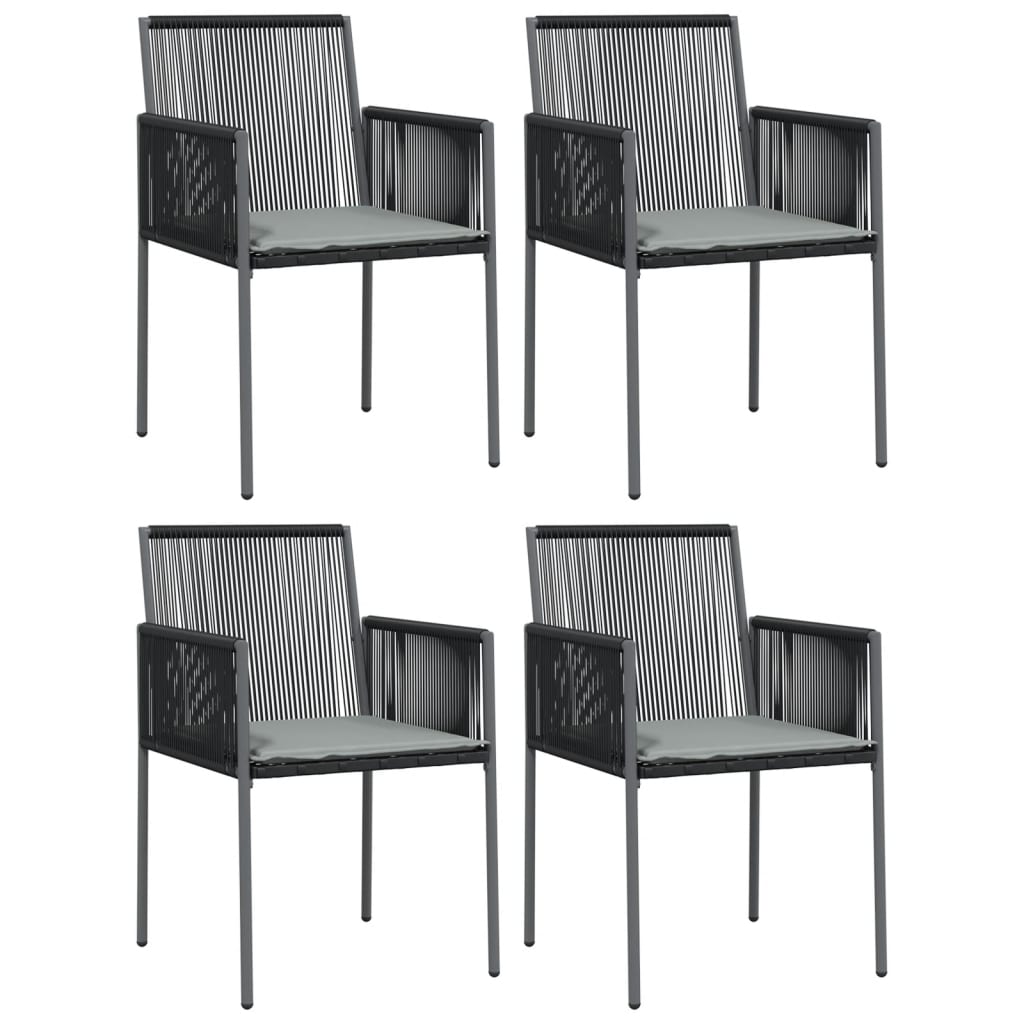 Tuinstoelen Met Kussens 5X60,5X83,5 Cm Poly Rattan Zwart 4