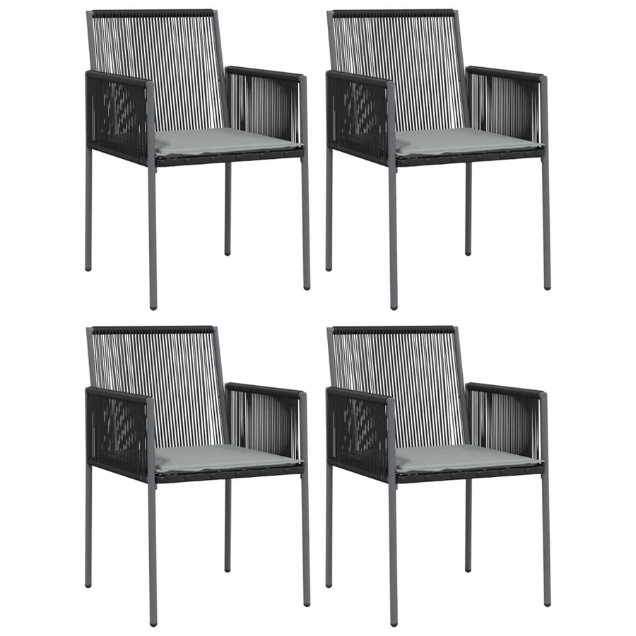 Tuinstoelen Met Kussens 5X60,5X83,5 Cm Poly Rattan Zwart 4