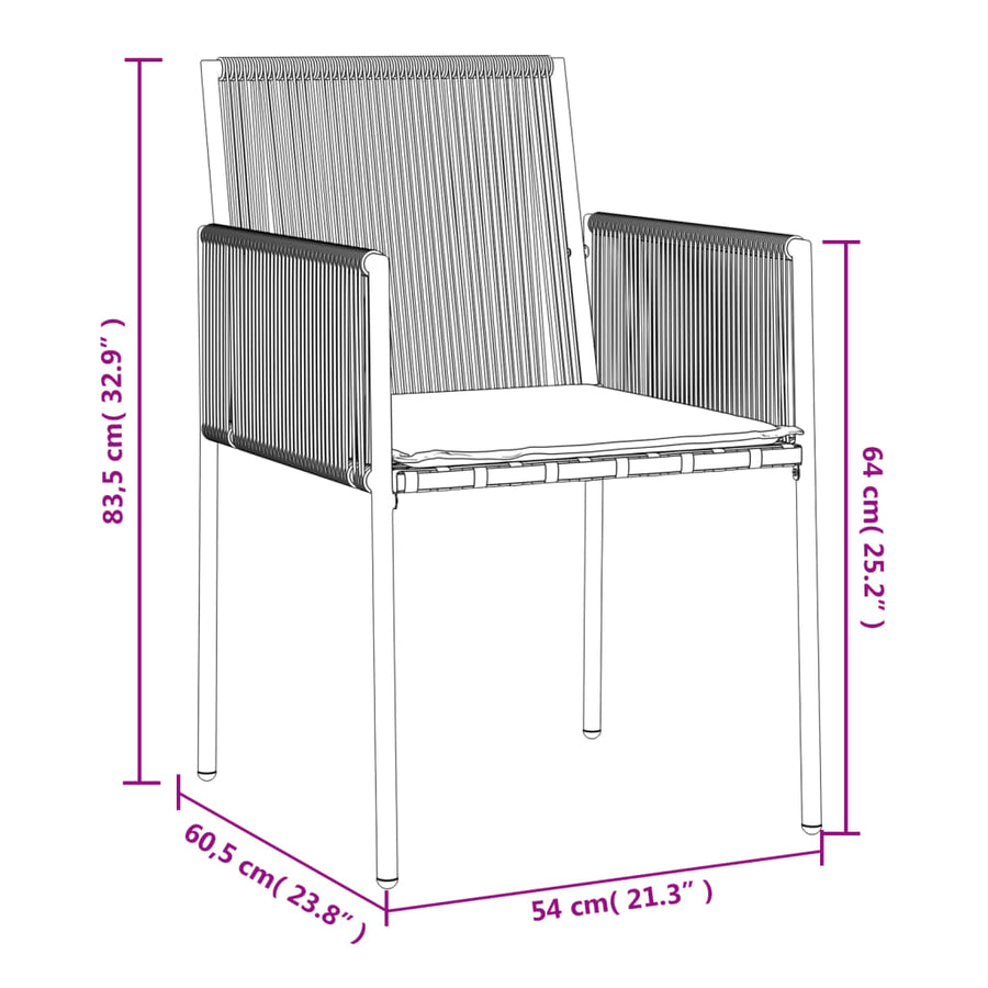 Tuinstoelen Met Kussens 5X60,5X83,5 Cm Poly Rattan Zwart 4
