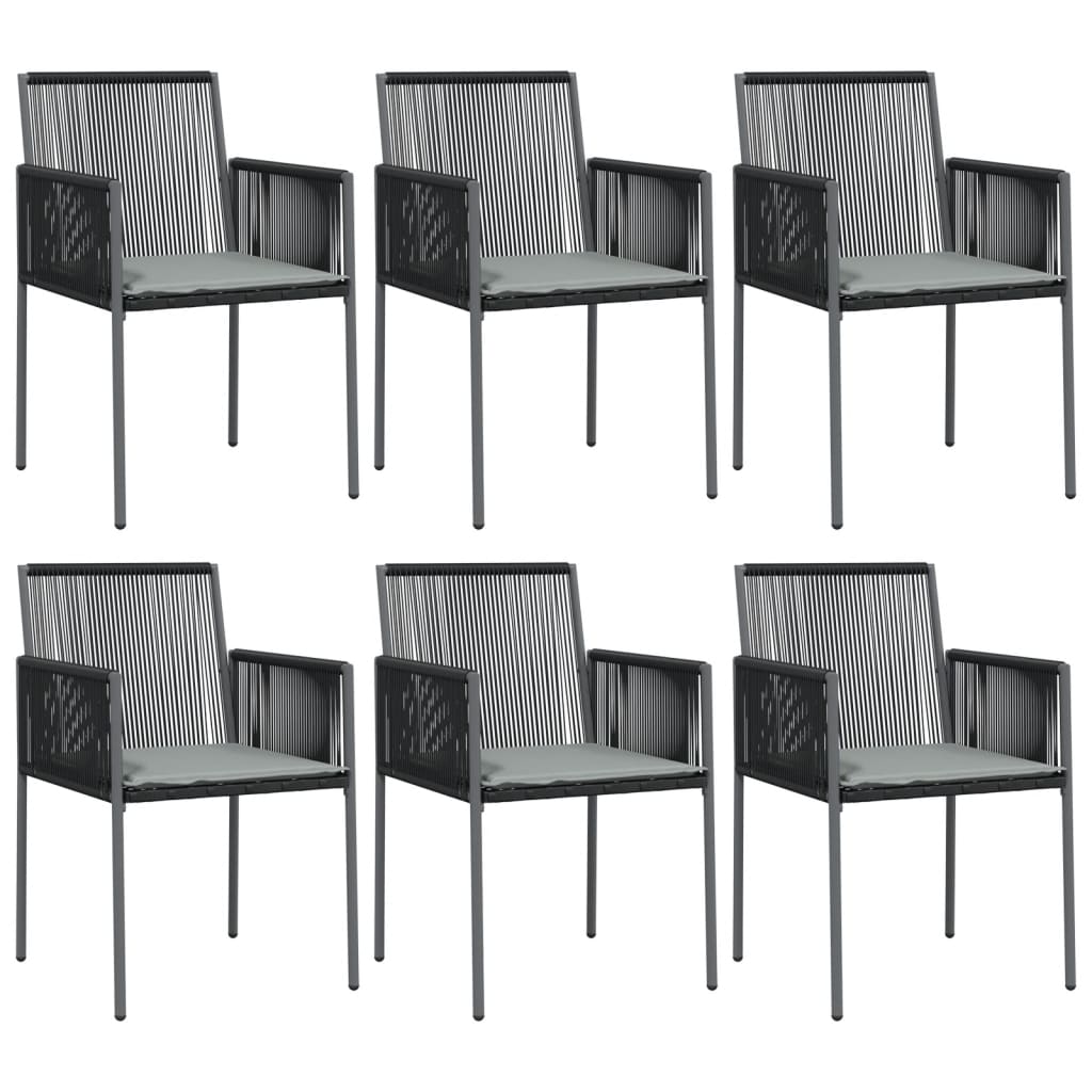 Tuinstoelen Met Kussens 54X0,5X83,5 Cm Poly Rattan Zwart 6