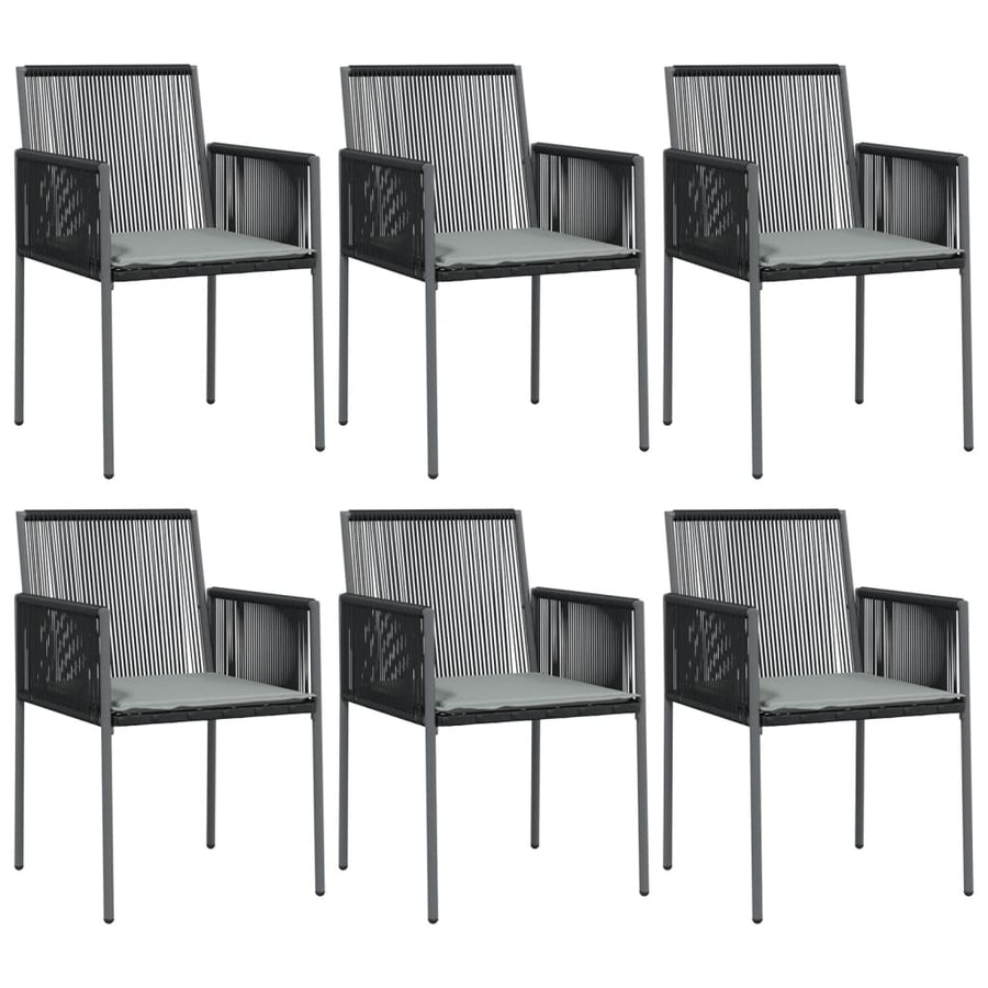 Tuinstoelen Met Kussens 54X0,5X83,5 Cm Poly Rattan Zwart 6