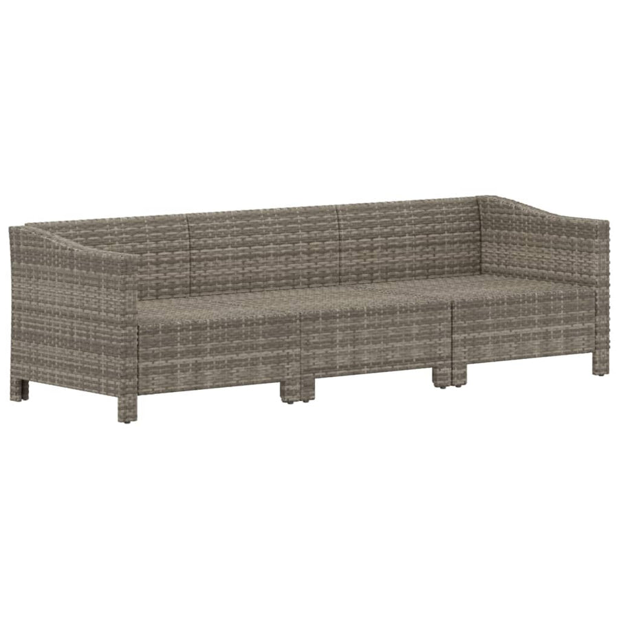 3-Delige Loungeset Met Kussens Poly Rattan Grijs 2