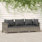 3-Piece Lounge Set with Cushions Poly Rattan Grey
