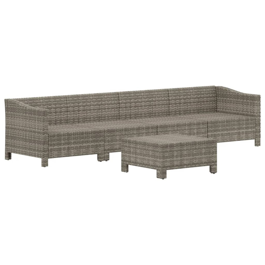 5-Delige Loungeset Met Kussens Poly Rattan Grijs 3