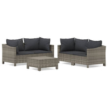 -Delige Loungeset Met Kussens Poly Rattan Grijs 5