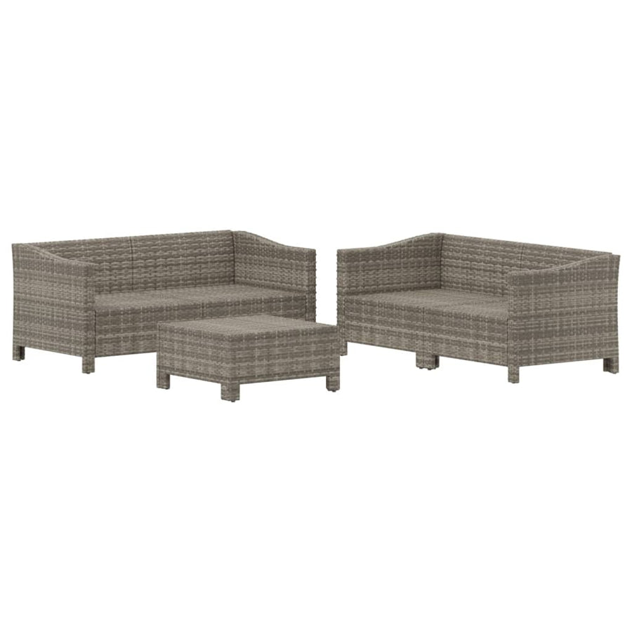 -Delige Loungeset Met Kussens Poly Rattan Grijs 5