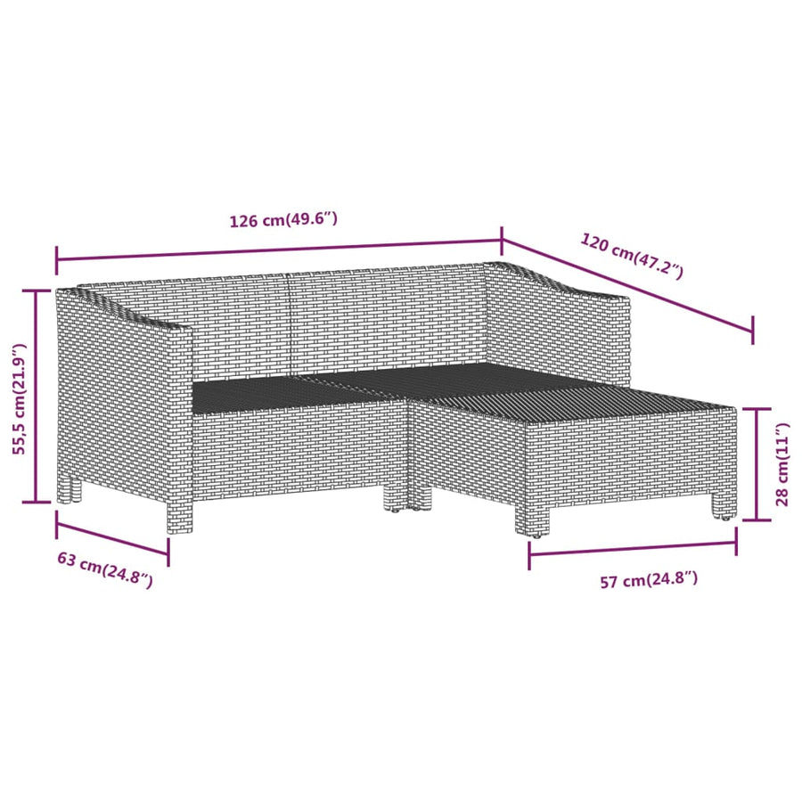 -Delige Loungeset Met Kussens Poly Rattan Grijs 5