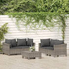 5-piece Loungeset with cushions poly rattan grey