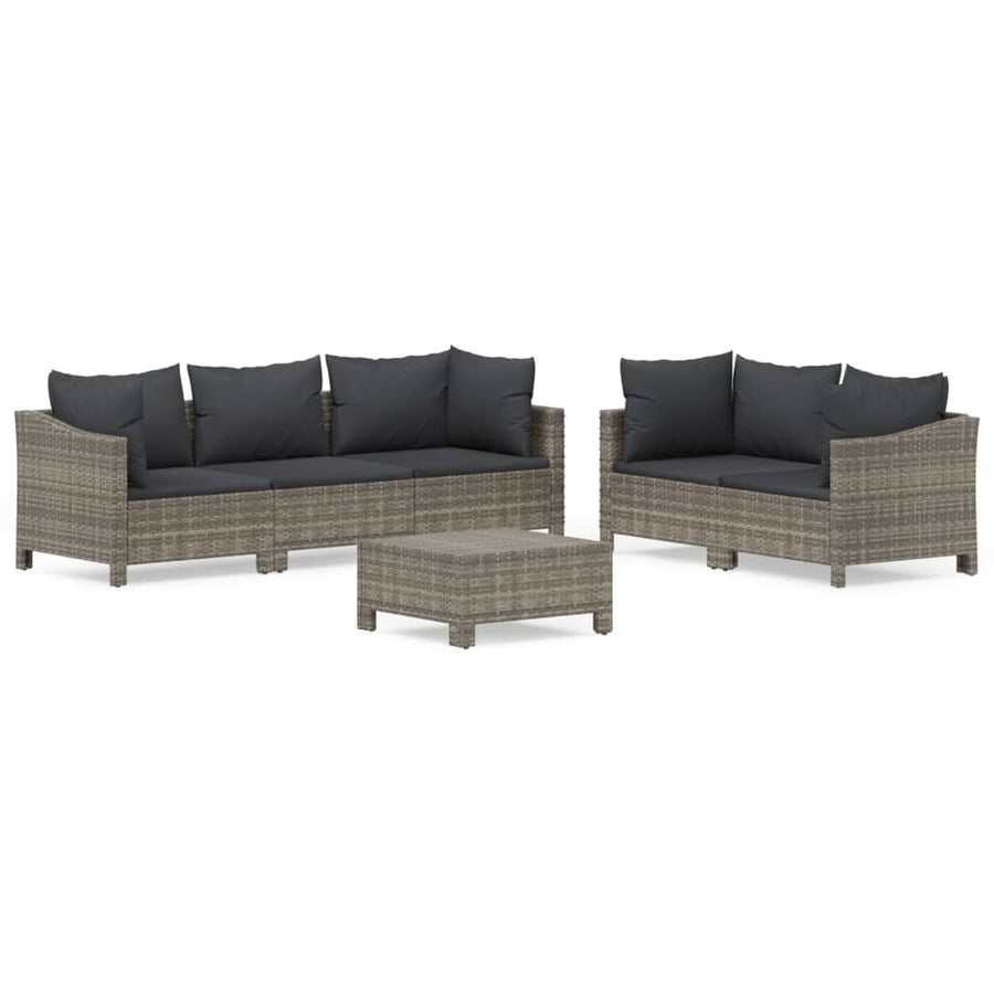 -Delige Loungeset Met Kussens Poly Rattan Grijs 6