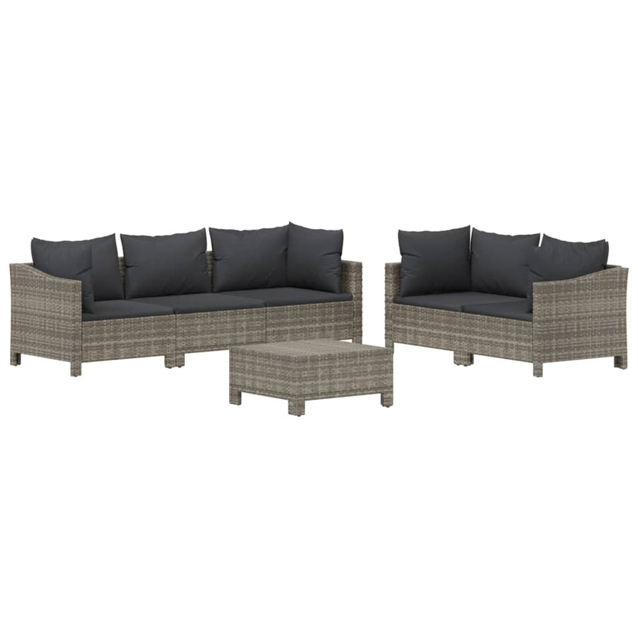 -Delige Loungeset Met Kussens Poly Rattan Grijs 6