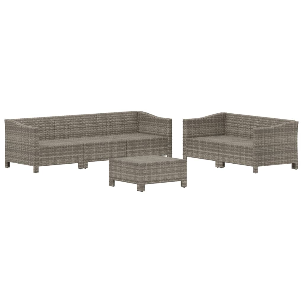 -Delige Loungeset Met Kussens Poly Rattan Grijs 6