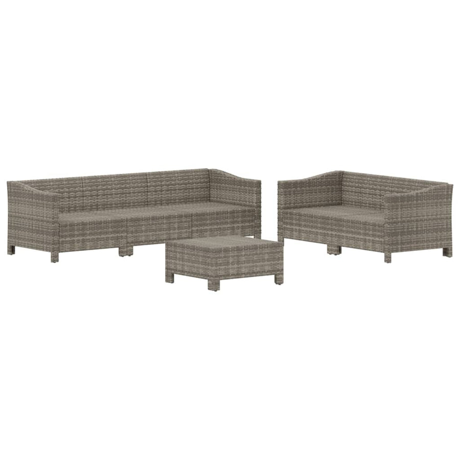-Delige Loungeset Met Kussens Poly Rattan Grijs 6