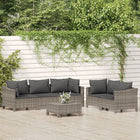 6-piece Lounge Set with Cushions Poly Rattan Grey