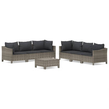 -Delige Loungeset Met Kussens Poly Rattan Grijs 7